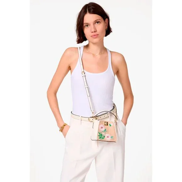 S Kate Spade Phoebe Straw & Leather Mini Top Handle Crossbody Bag KL044 NWT $339 - Picture 2 of 7